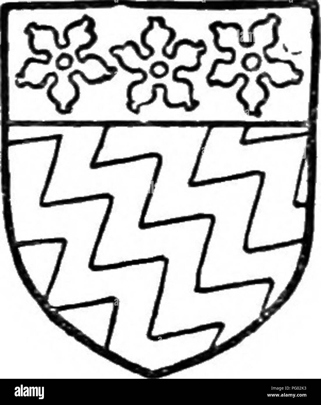 . The Victoria history of the county of Lancaster;. Natural history. Chisnall. Argent three cross/ets fitchy •within a bordure gules. RiGBY of Burgh. Bendy indented of six argent and azw:^ on a chief sable three cinjue- foils or. land in Worthington.' Roger de Chisnall and Margaret his wife in 1347 settled a messuage and land on Roger son of Ri-ger and Alice his wife, with remainders to Robert, John and Thomas, brothers of the younger Ro^cr.* For a century and a half there is little record of the family,* but John Chisnall, who died in 1525. w.is found to hold messuages and lands in Coppull an Stock Photo