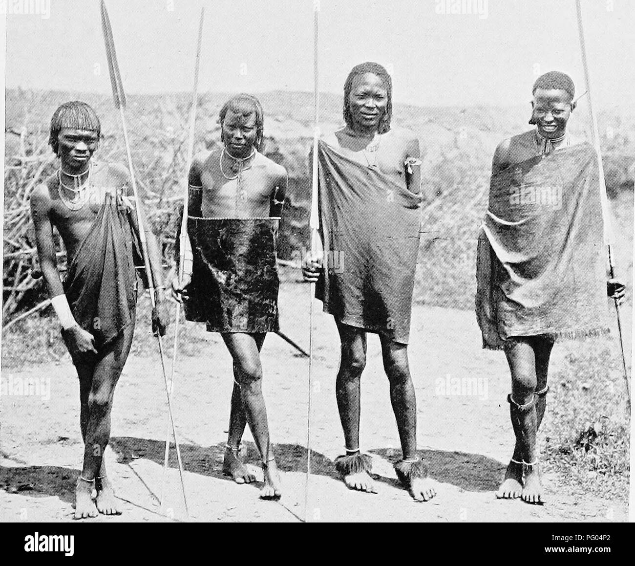. The Uganda protectorate; an attempt to give some description of the physical geography, botany, zoology, anthropology, languages and history of the territories under British protection in East Central Africa, between the Congo Free State and the Rift Valley and between the first degree of south latitude and the fifth degree of north latitude. African languages; Natural history; Ethnology. 440- FASTOHAr, MASAI (WAltHIOl'.s) OF NAIVASHA. Please note that these images are extracted from scanned page images that may have been digitally enhanced for readability - coloration and appearance of thes Stock Photo