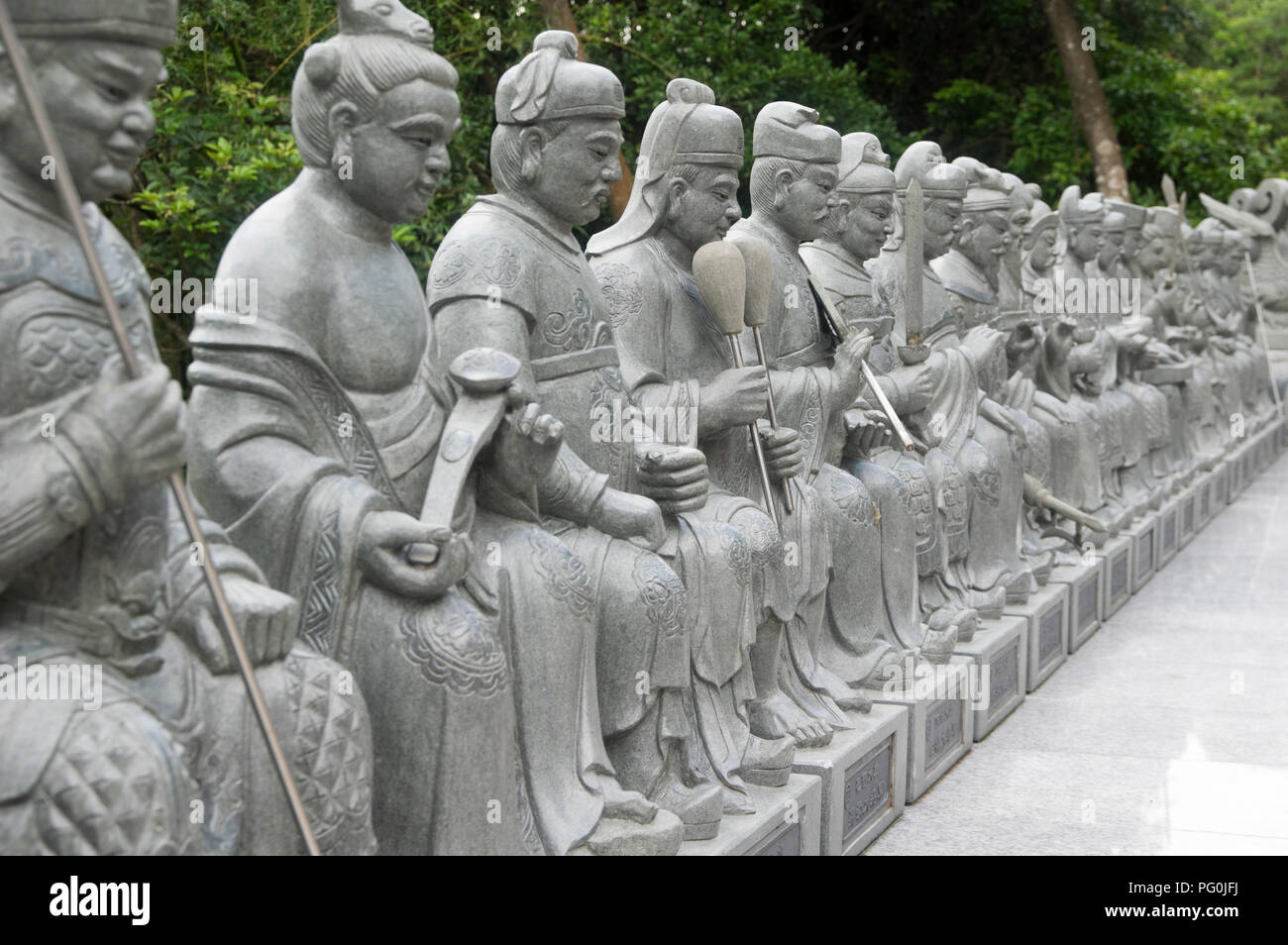 08.01.2018 Sroned statues at Ten Thousand Buddhas Monastery in Sha Tin, Hong Kong, China Stock Photo