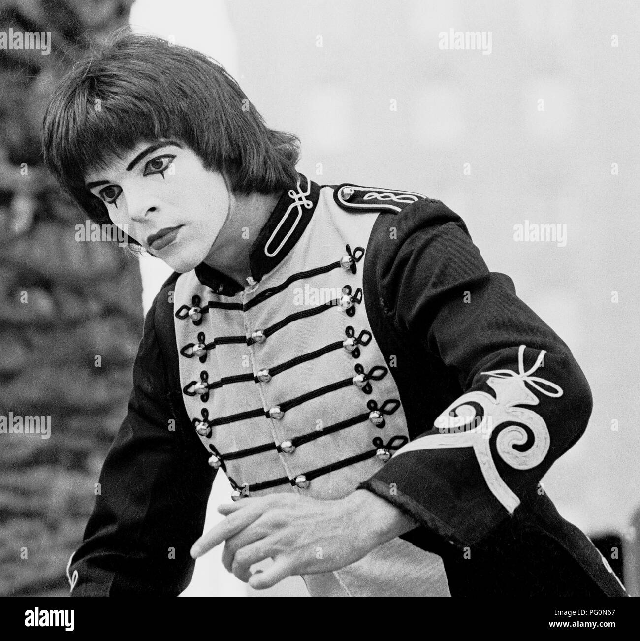 Mime, Robert Shields, performs in Union Square, San Francisco, 1975 Stock Photo