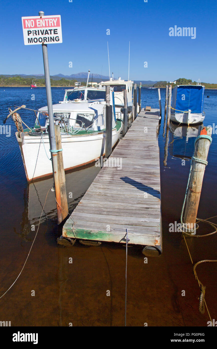Mooring in Macquarie Harbour at Strahan Stock Photo