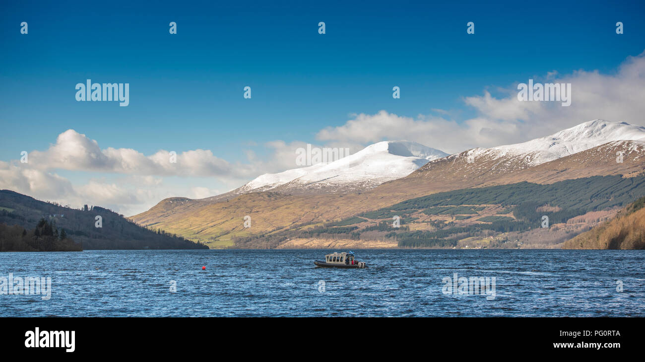 Loch Tay Safaris,Kenmore , Loch Tay, Scotland. A tourist boat pictured on Loch Tay. Stock Photo
