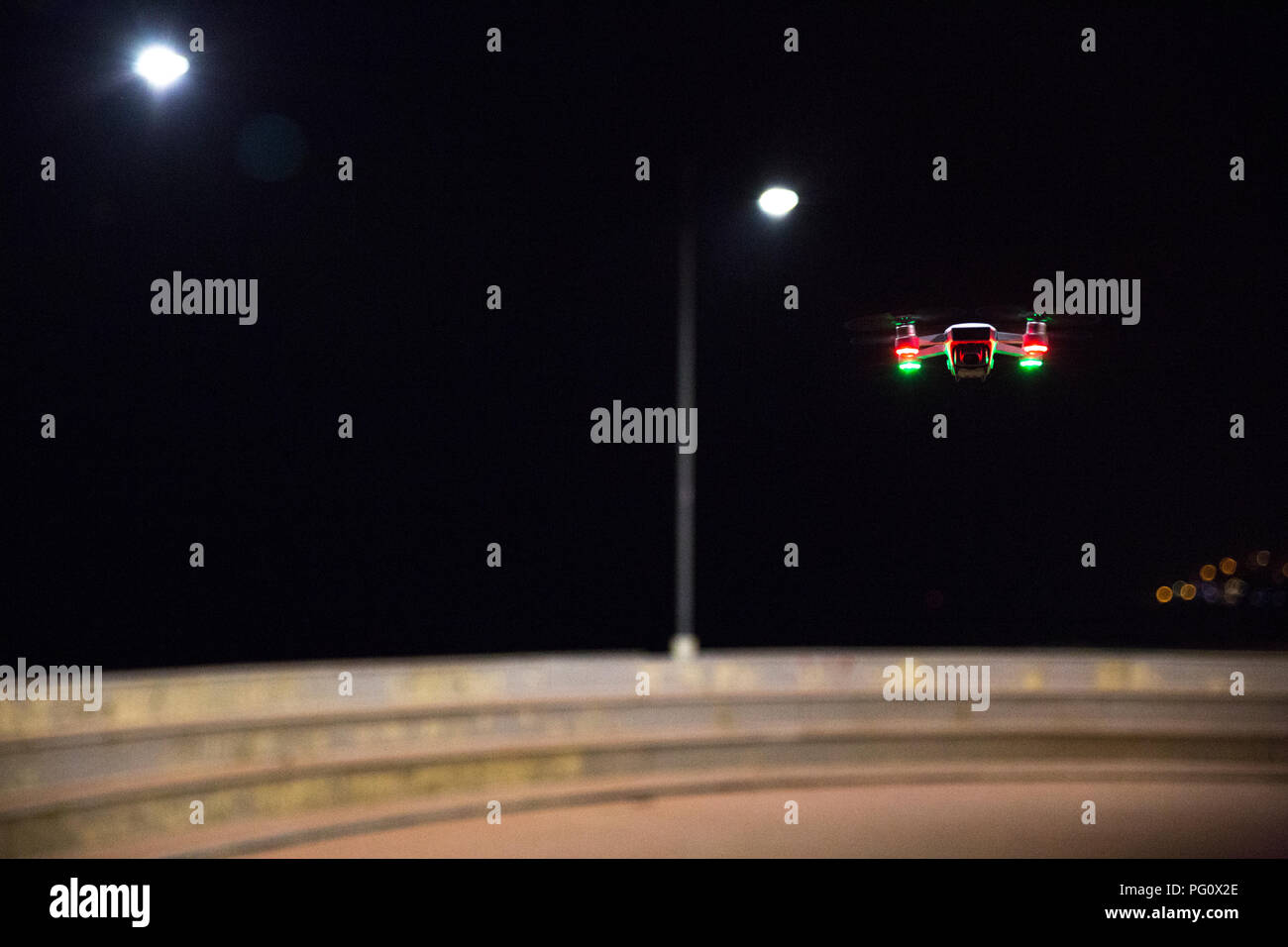 Night Flight session with a professional drone Stock Photo Alamy