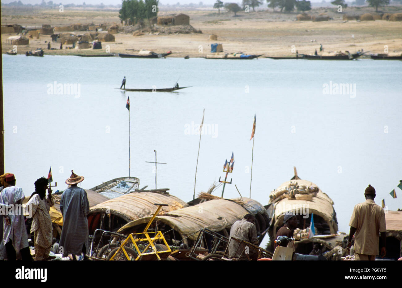 Pirogues on the river Niger near Mopti in Mali                FOR EDITORIAL USE ONLY Stock Photo