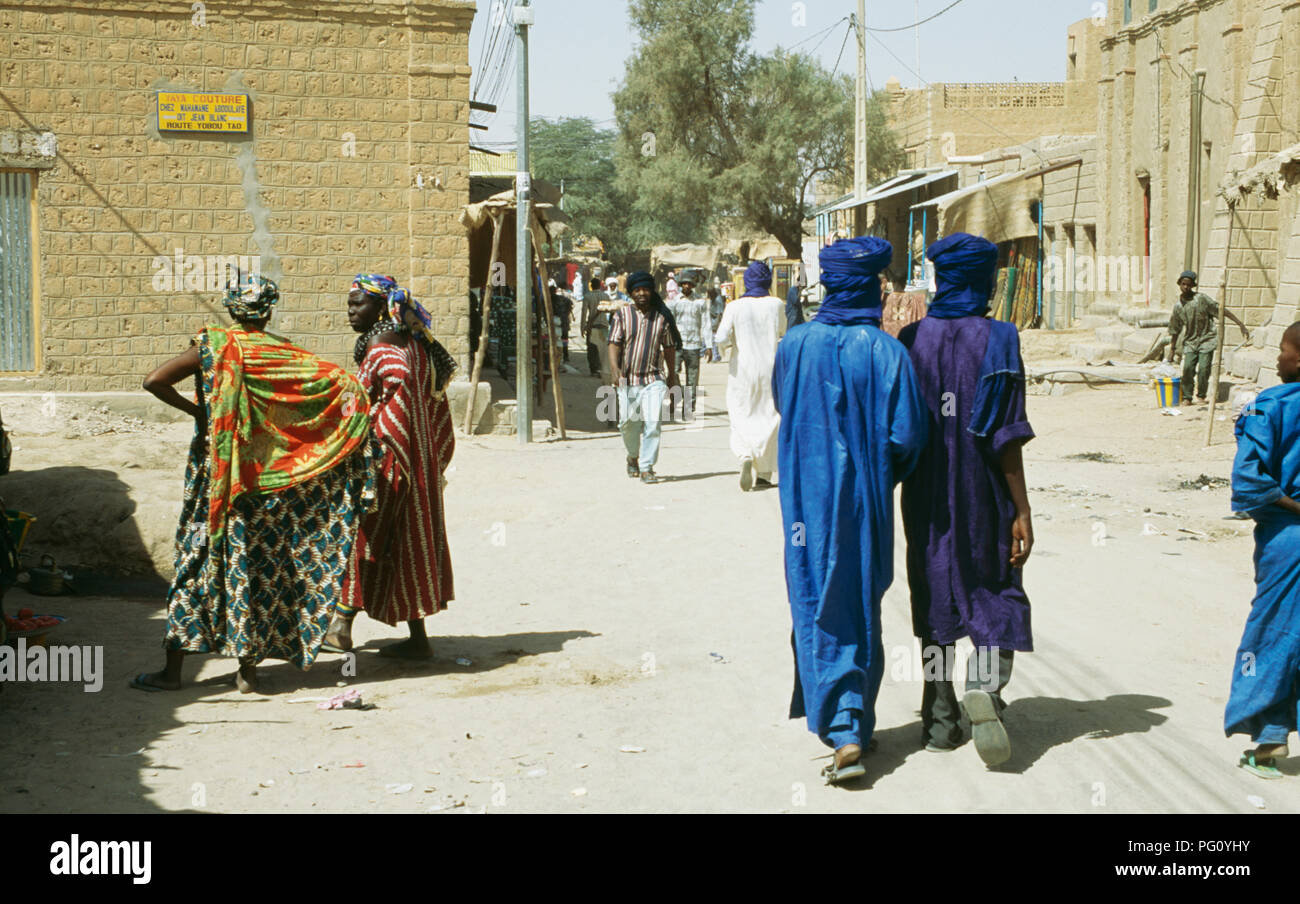 Tuareg men walking down a street in Timbuktu, Mali                FOR EDITORIAL USE ONLY Stock Photo