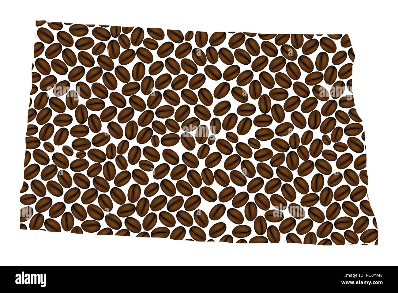 North Dakota (United States of America) map of coffee bean, North