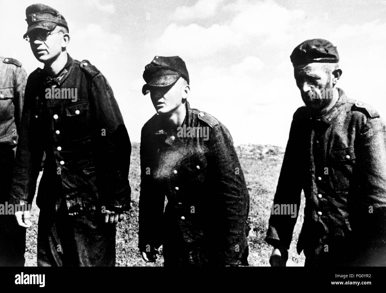 World War II, German soldiers prisoners on the Russian front in 1945 Stock Photo