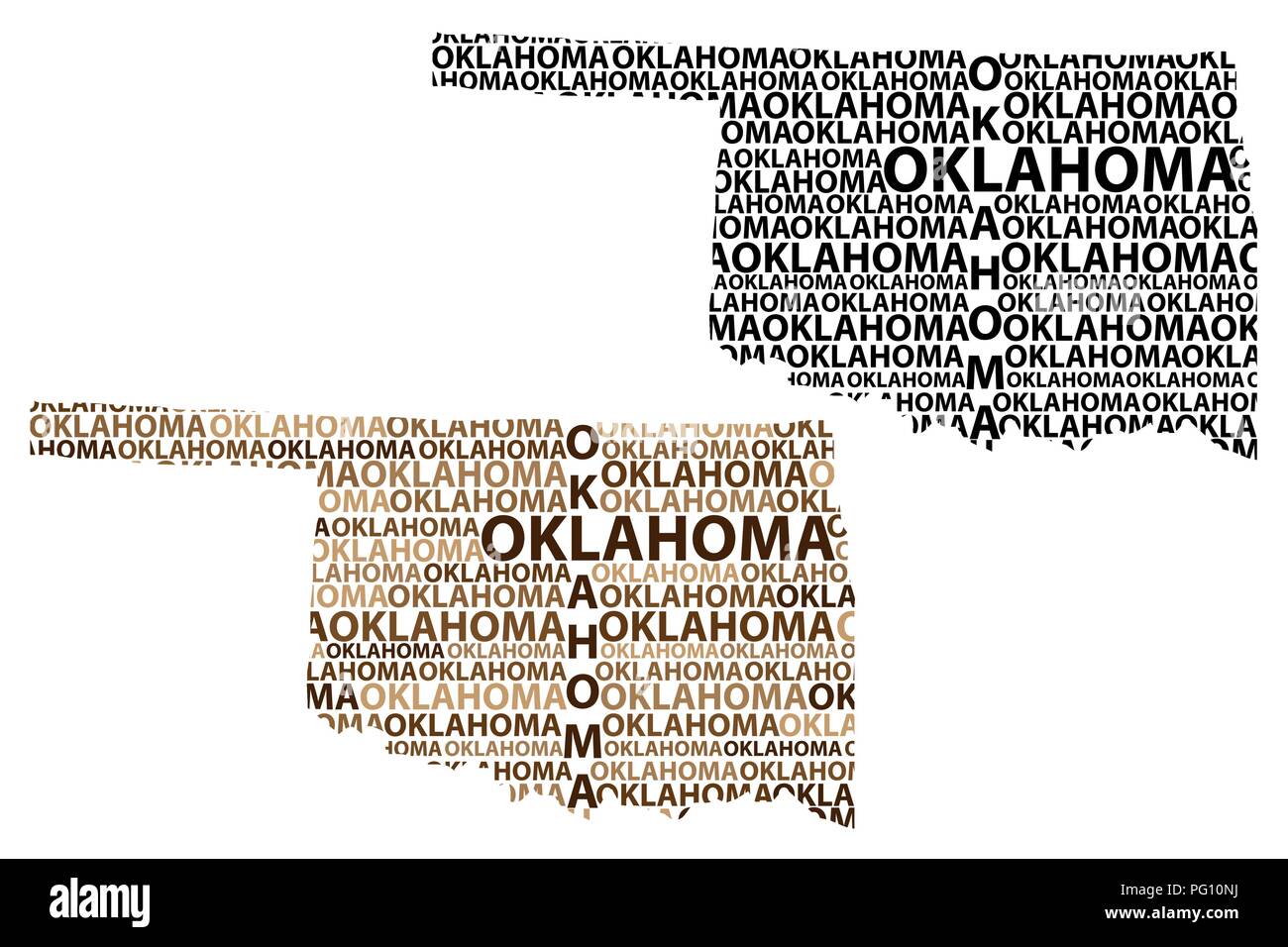 Sketch Oklahoma (United States of America) letter text map, Oklahoma