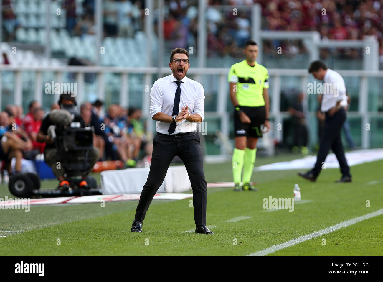 Eusebio Di Francesco, head coach of As Roma , gestures during  Torino Fc and As Roma . Stock Photo