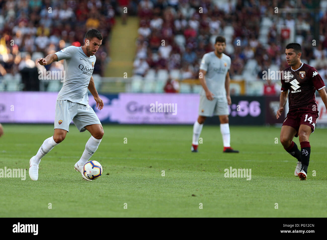 Kevin Strootman of As Roma  in action during the Serie A football match between Torino Fc and As Roma  . Stock Photo