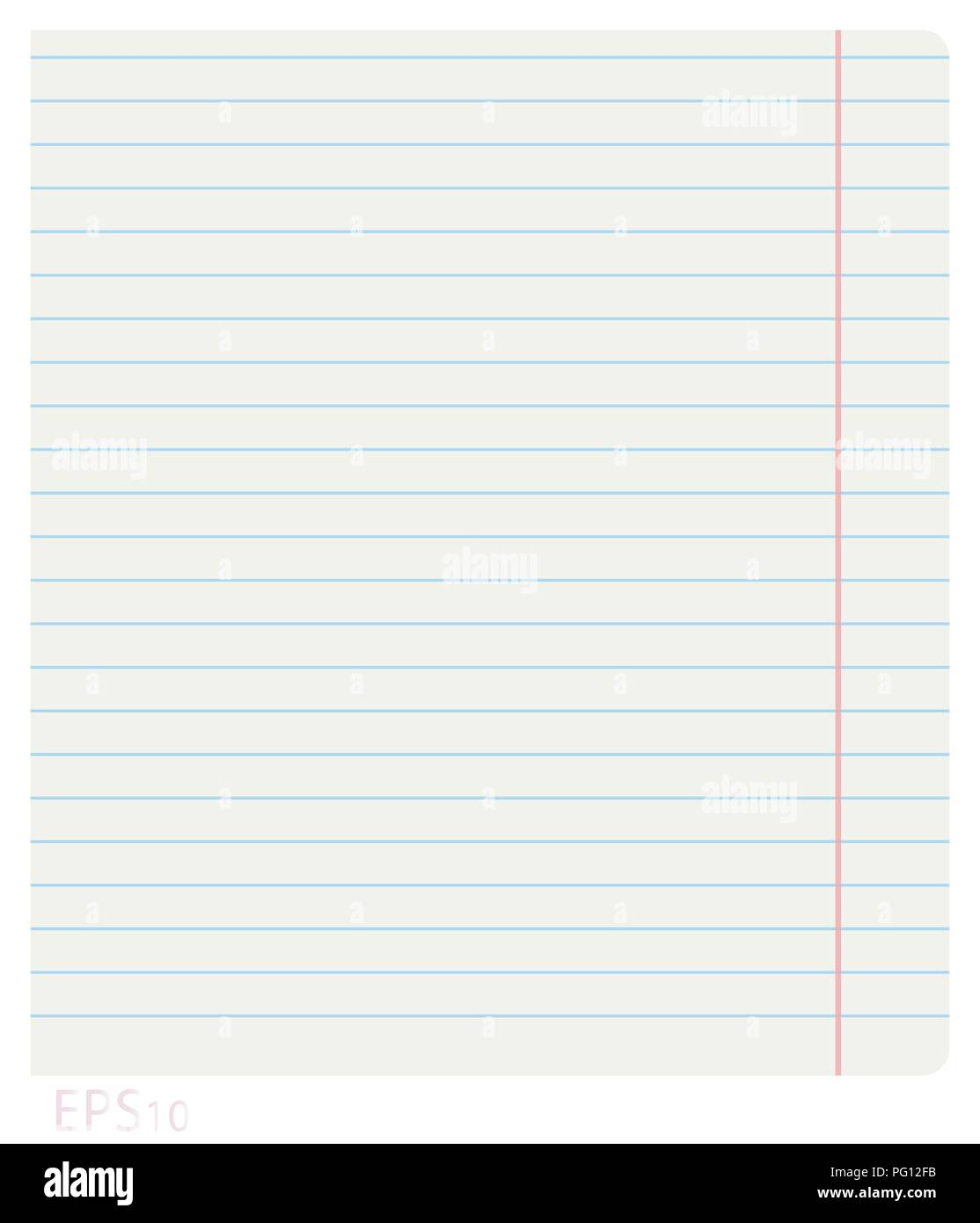 Vector illustration of a clean notebook sheet in line with the fields ...