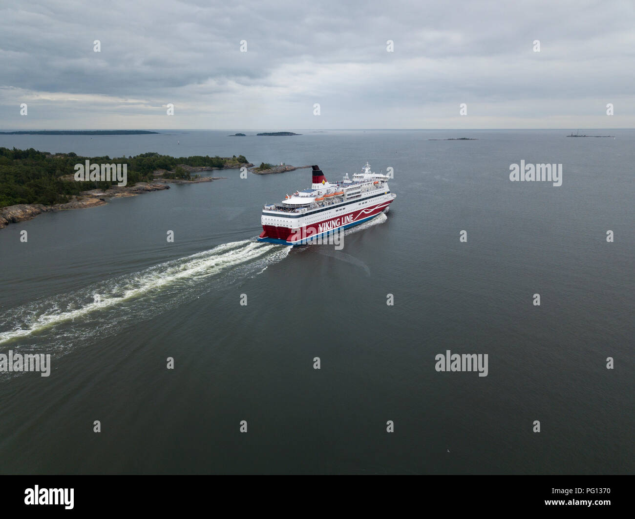 Viking Line ferry departing Helsinki for Stockholm, Sweden Overnight 'party cruises' are very popular among Finns. Stock Photo