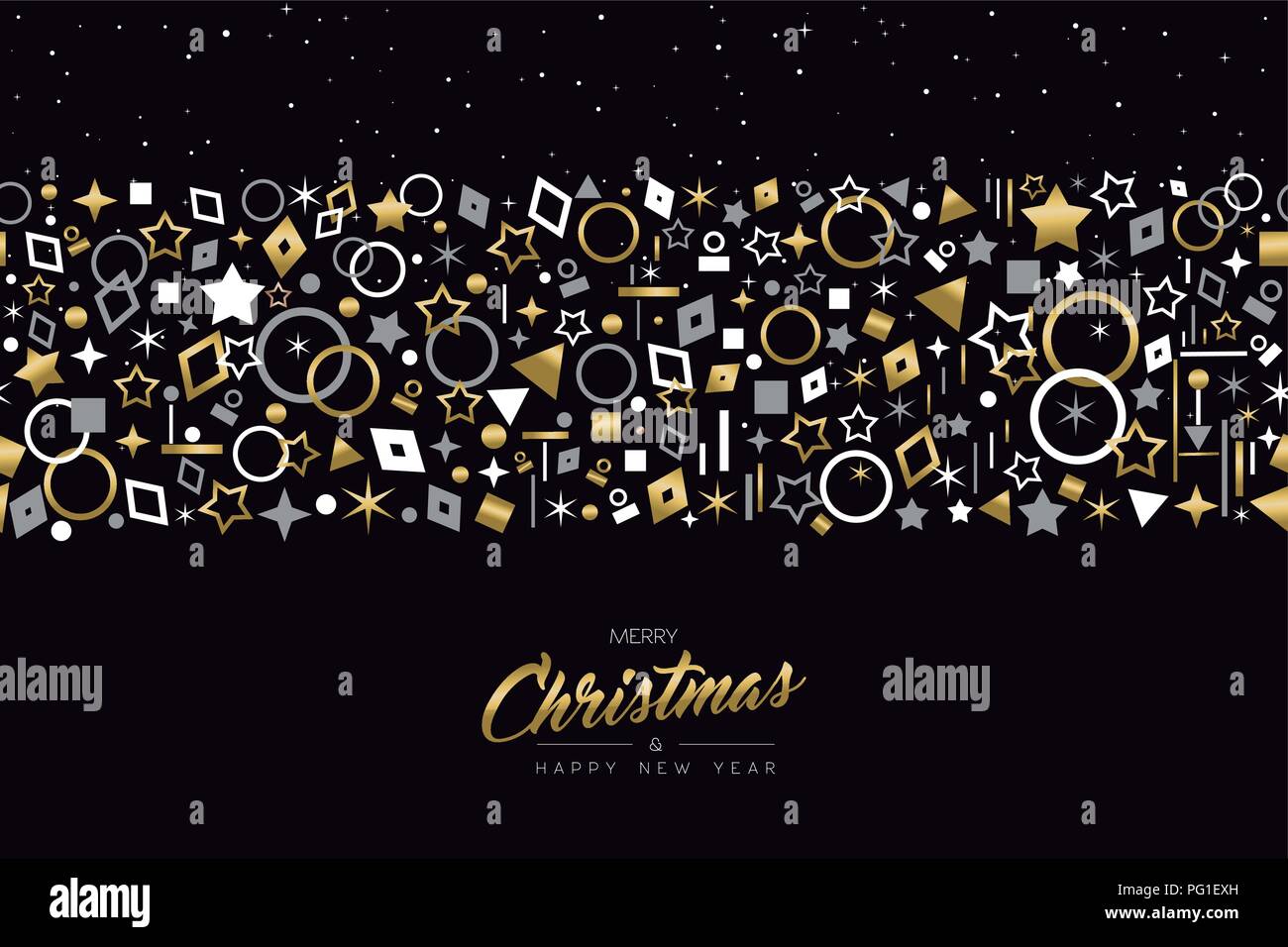 Merry Christmas and Happy New Year greeting card design with elegant ...