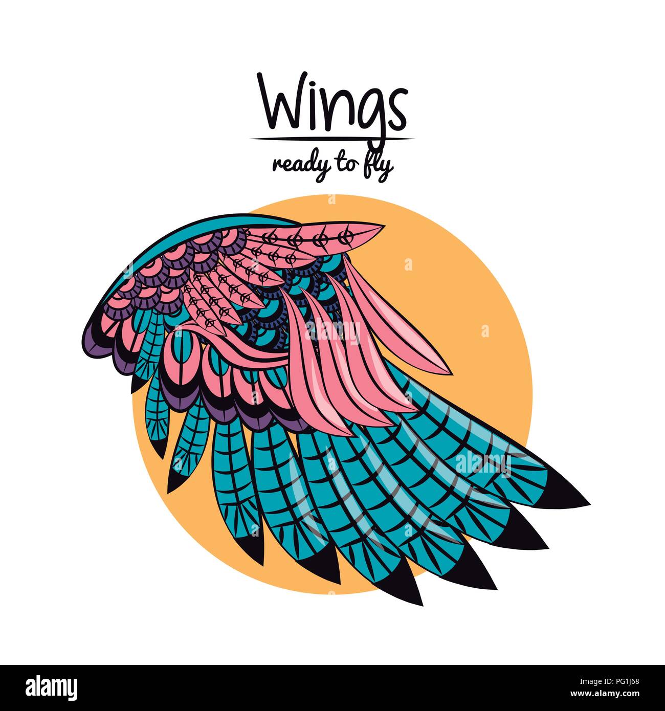 Wings draw emblem cartoon Stock Vector Image & Art Alamy