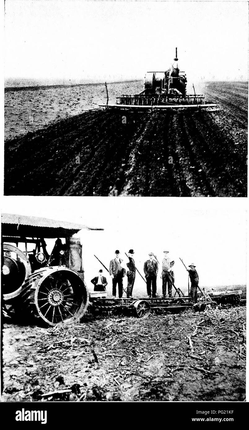 . The romance of everifarm . Natural history. (Above) Preparing the Seed Bed at One Operation. (Below) Uncle Joe Cannon Inspecting tlie Tractor Plowing and Pulverizing.. Please note that these images are extracted from scanned page images that may have been digitally enhanced for readability - coloration and appearance of these illustrations may not perfectly resemble the original work.. Sconce, Harvey J. New York : Macmillan Stock Photo