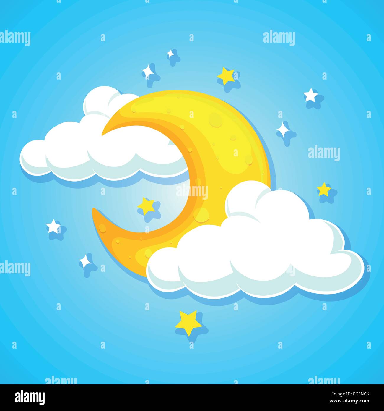 A moon on blue sky illustration Stock Vector Image & Art - Alamy