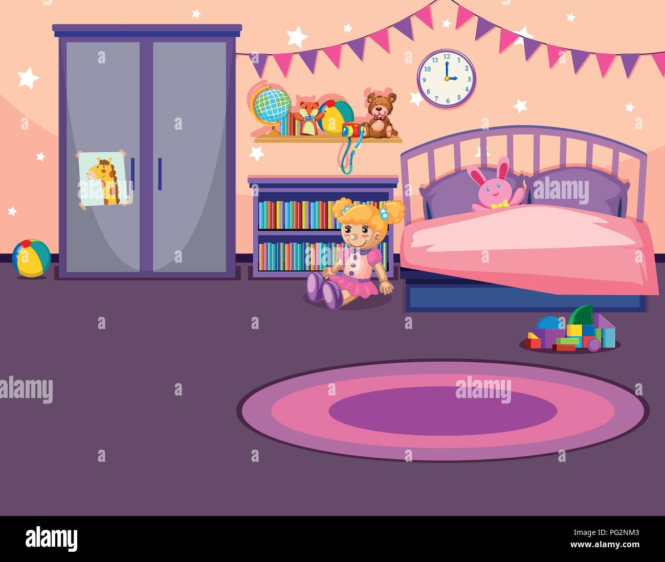Interior of a girls bedroom illustration Stock Vector Image & Art - Alamy