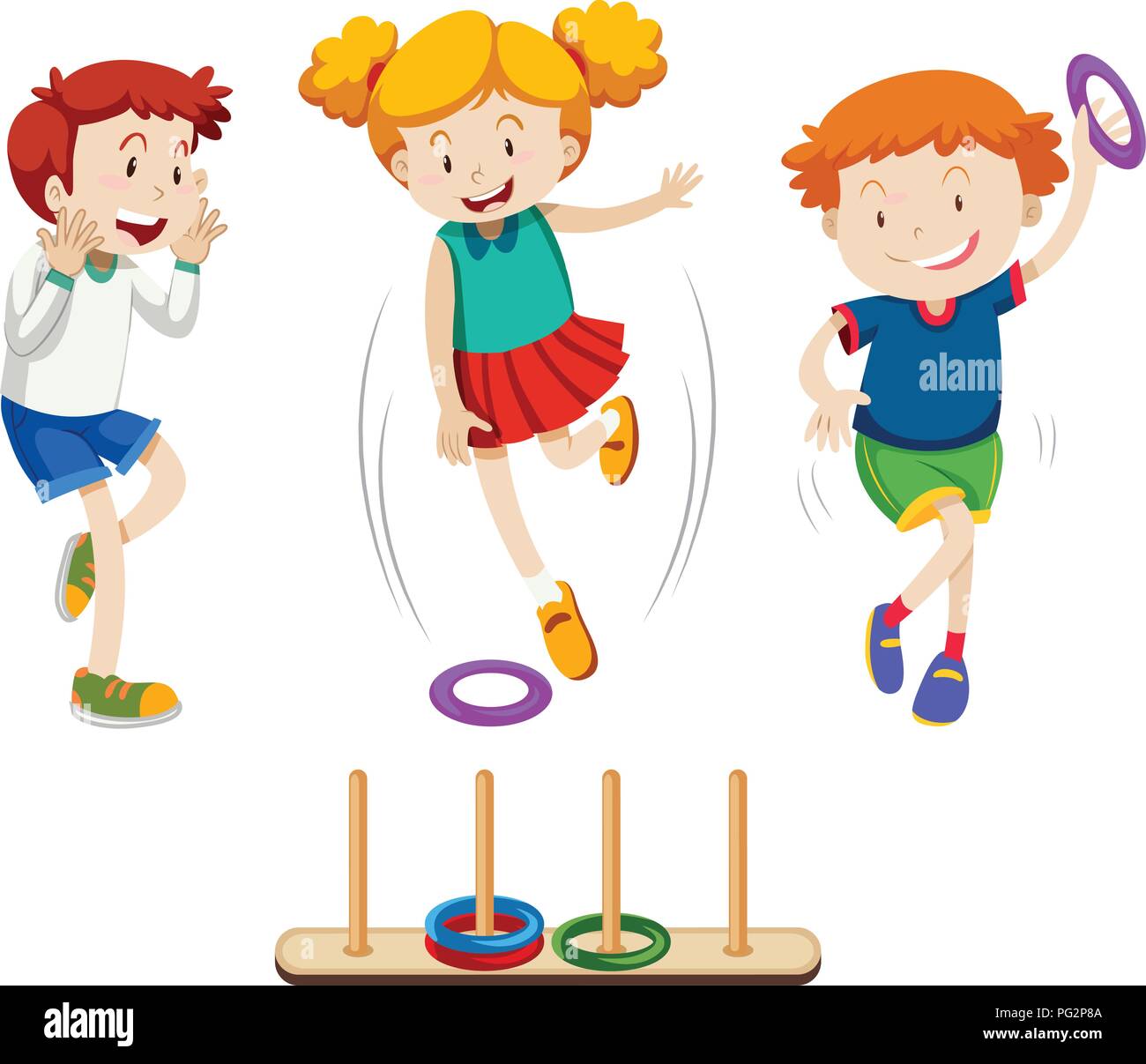 Children playing ring toss 298852 Vector Art at Vecteezy