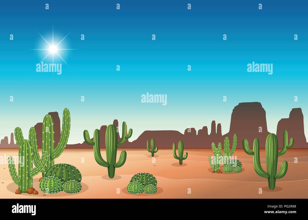 Desert scene with cactus illustration Stock Vector Image & Art - Alamy