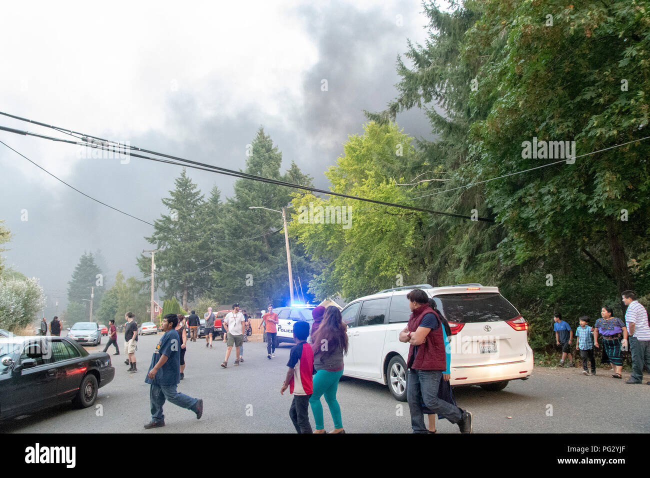 Shelton, Washington, USA. 22nd Aug, 2018. MILL CREEK COLLISION FIRE Shelton Washington USA Haz