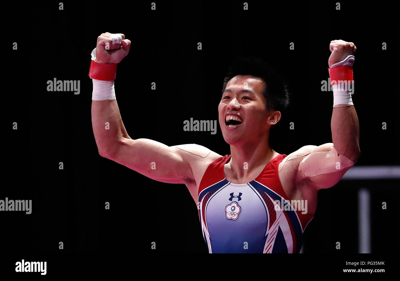 Jakarta. 23rd Aug, 2018. Lee Chih Kai of Chinese Taipei celebrates
