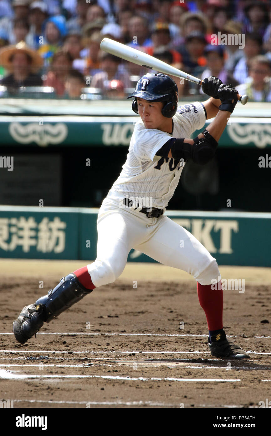 Hyogo, Japan. 21st Aug, 2018. Toma Aochi () Baseball : Touma Aochi of Osaka  Toin at bat during the 100th National High School Baseball Championship  final game between Kanaashi Nogyo 2-13 Osaka