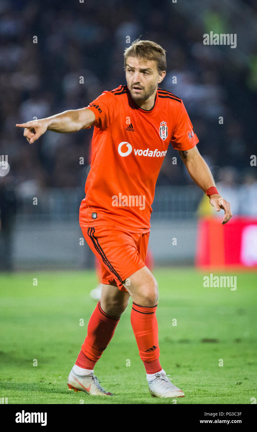 Partizan Stadium, Belgrade, Serbia. 23rd August 2018. Caner Erkin of Besiktas gestures Credit: Nikola Krstic/Alamy Live News Stock Photo