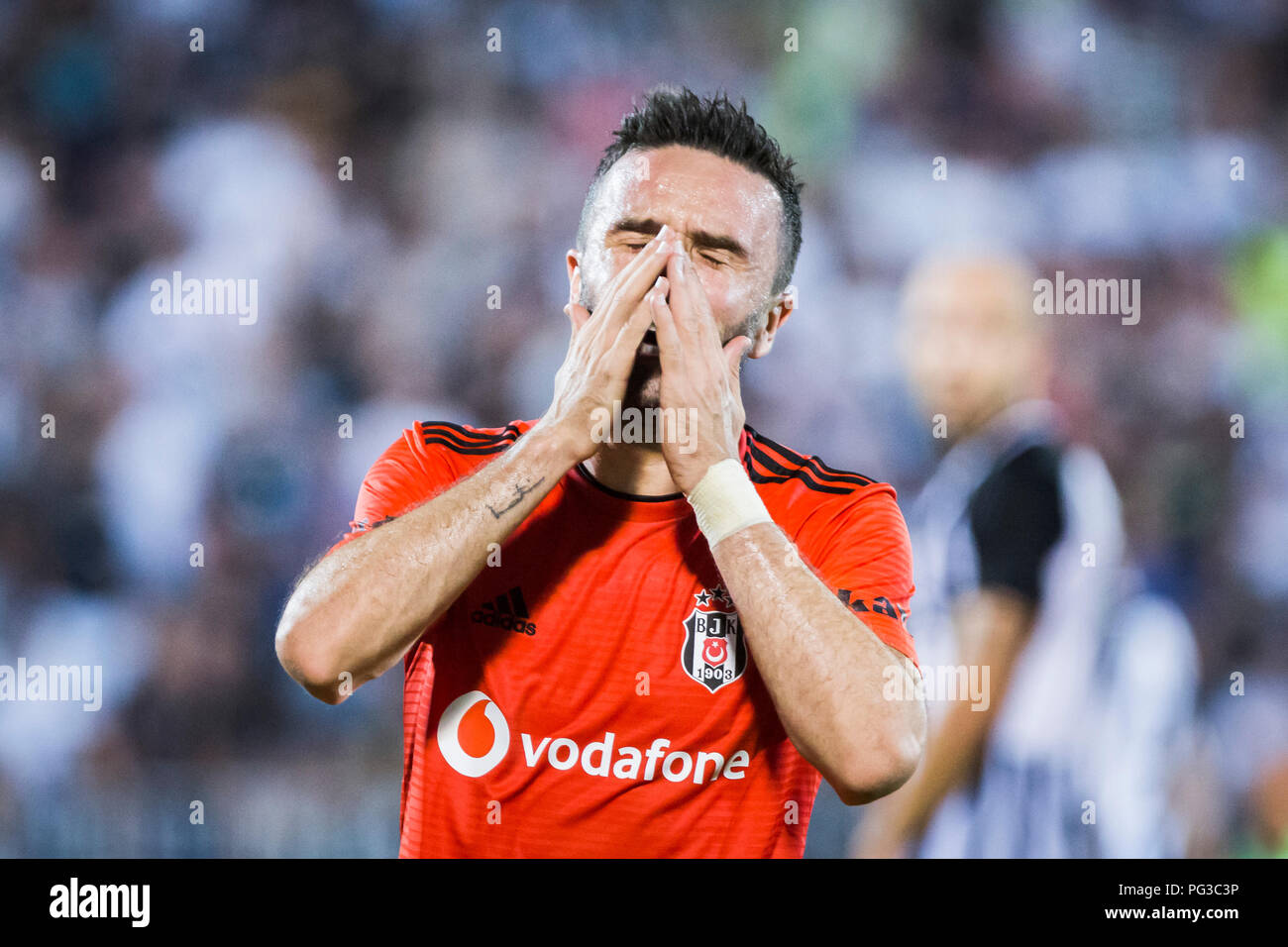 Partizan Stadium, Belgrade, Serbia. 23rd August 2018. Gokhan Gonul of Besiktas reacts Credit: Nikola Krstic/Alamy Live News Stock Photo