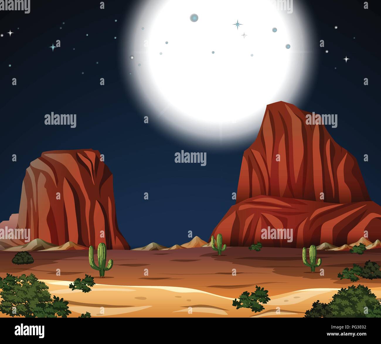 A desert full moon night illustration Stock Vector Image & Art - Alamy