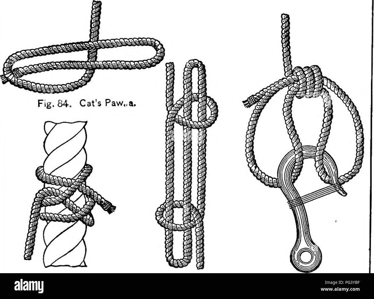 . Manual of pack transportation: Quartermaster Corps. Transportation, Military; Mules; Pack transportation. Fig. 82. Sling for barrel horizontal, Fig, 83. Sling for barrel vertical.. Fig. 87. Rolling Hitch. Fig. 86. Sheepshank. Fig. 85. Cat's Paw. 6.. Please note that these images are extracted from scanned page images that may have been digitally enhanced for readability - coloration and appearance of these illustrations may not perfectly resemble the original work.. Daly, Henry W; United States. Army. Quartermaster Corps. Washington D. C. , Government Printing Office Stock Photo