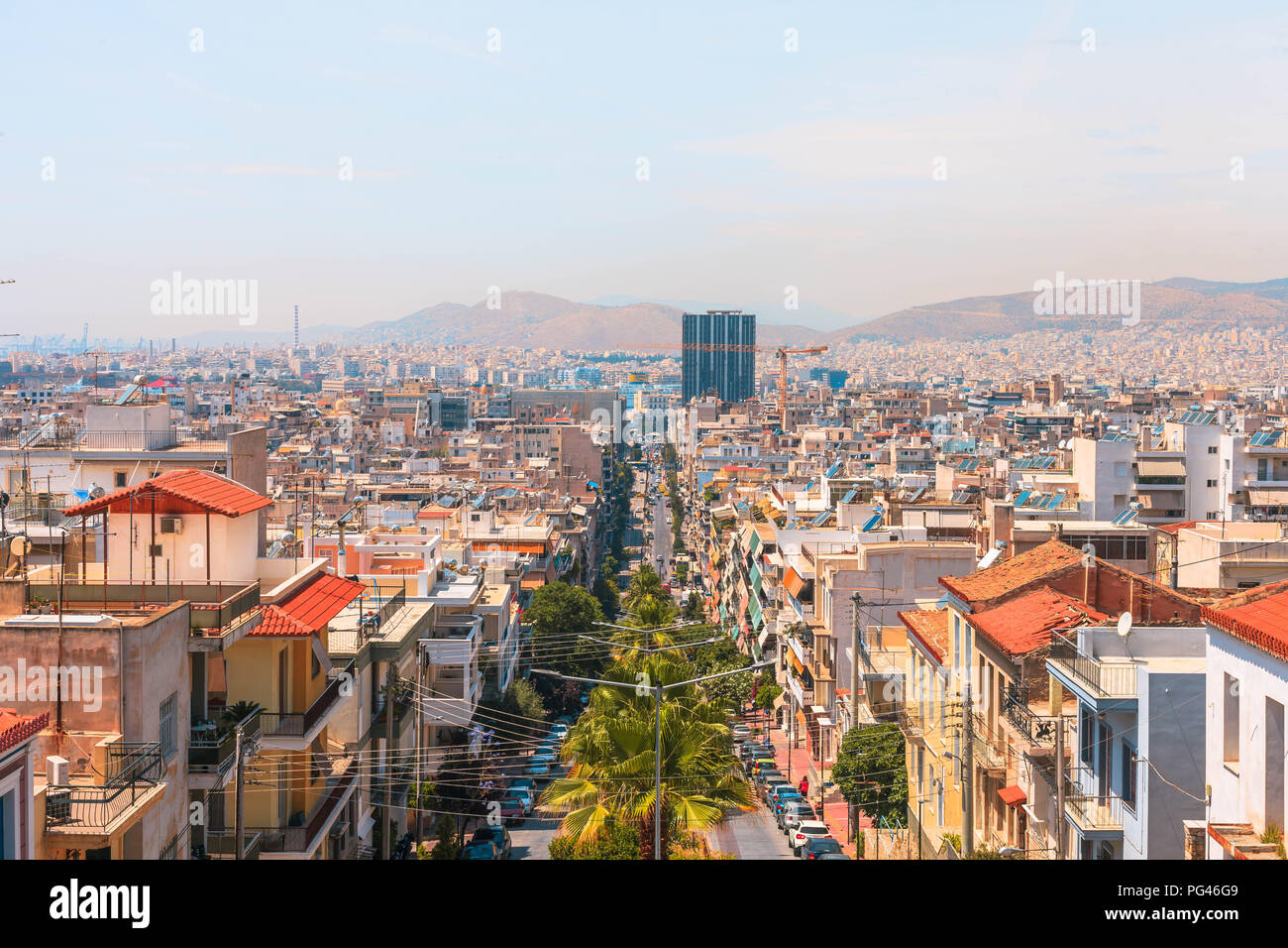 Panoramic view city jungle in Piraeus Greece Stock Photo