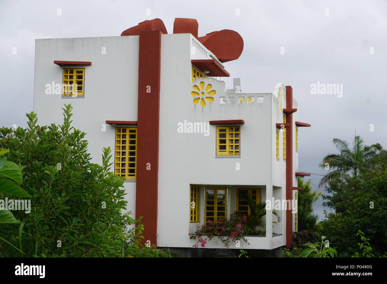 Funky and different architecture of the gift house in La Reunion, France  Stock Photo - Alamy