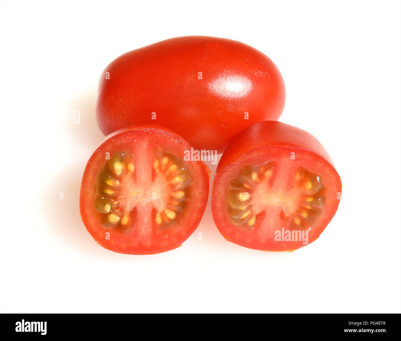 Pflaumentomate, Pflaumen-Buschtomate, Ravello, Tomate, Lycopersicon, esculentum Stock Photo