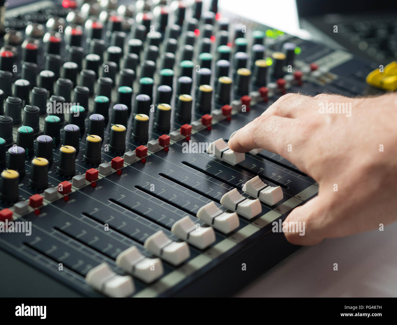 Dj mixing desk in music studio Stock Photo