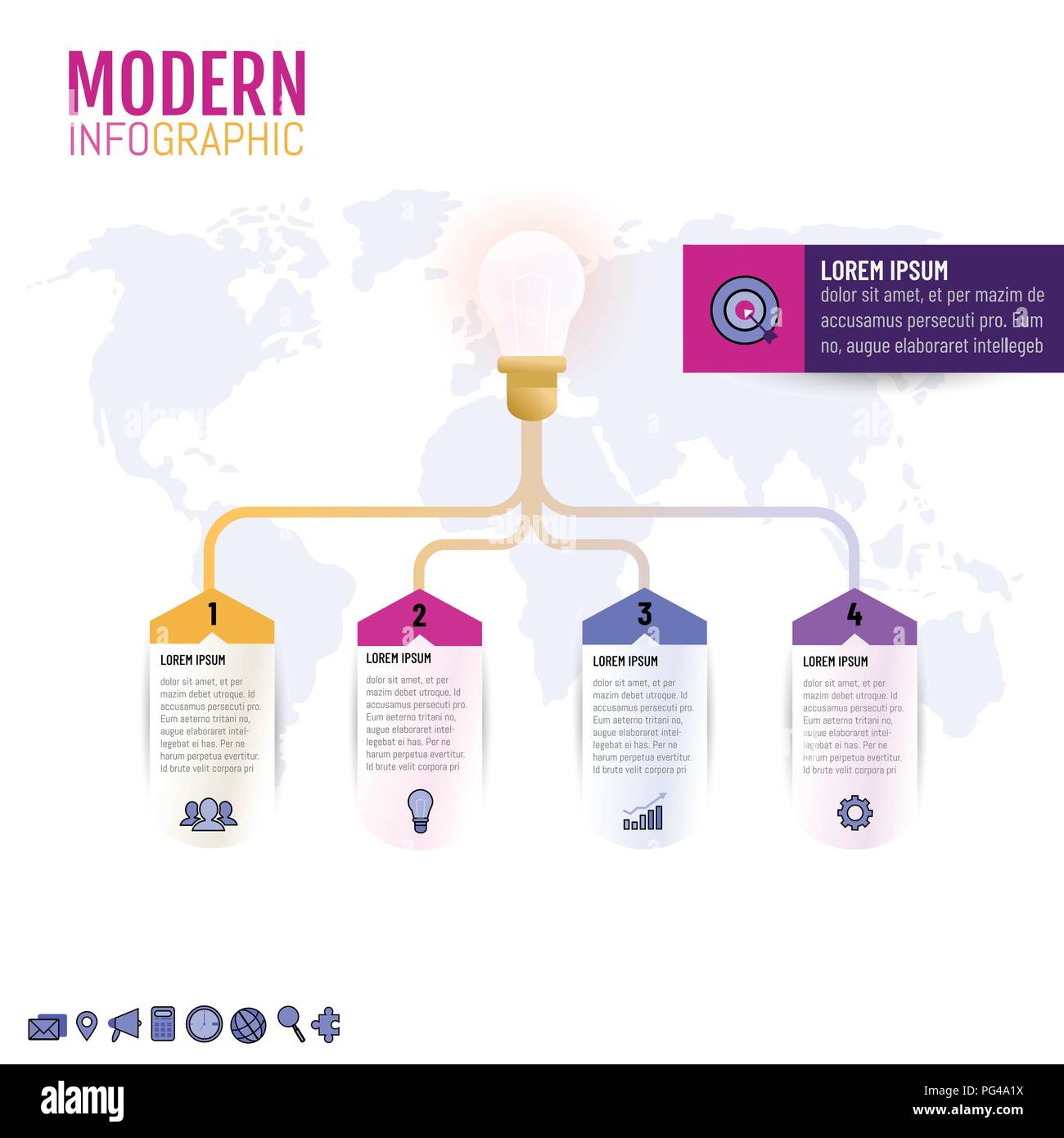 Vector illustration of light bulb infographic template for business ...