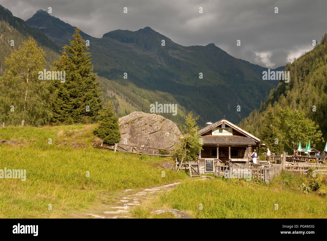 Restaurant in the mountains at Riesachsee, Austria on a summer's day Stock Photo