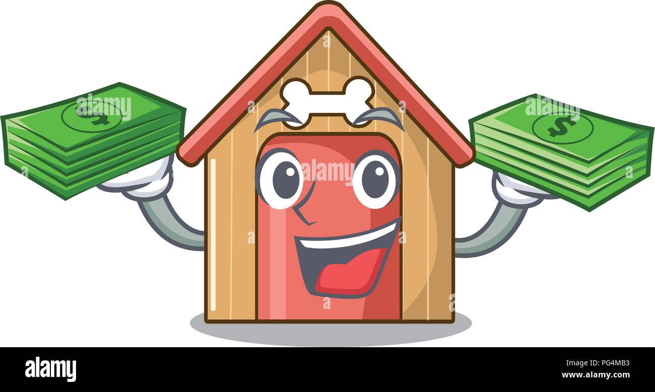 With money dog house isolated on mascot cartoon Stock Vector