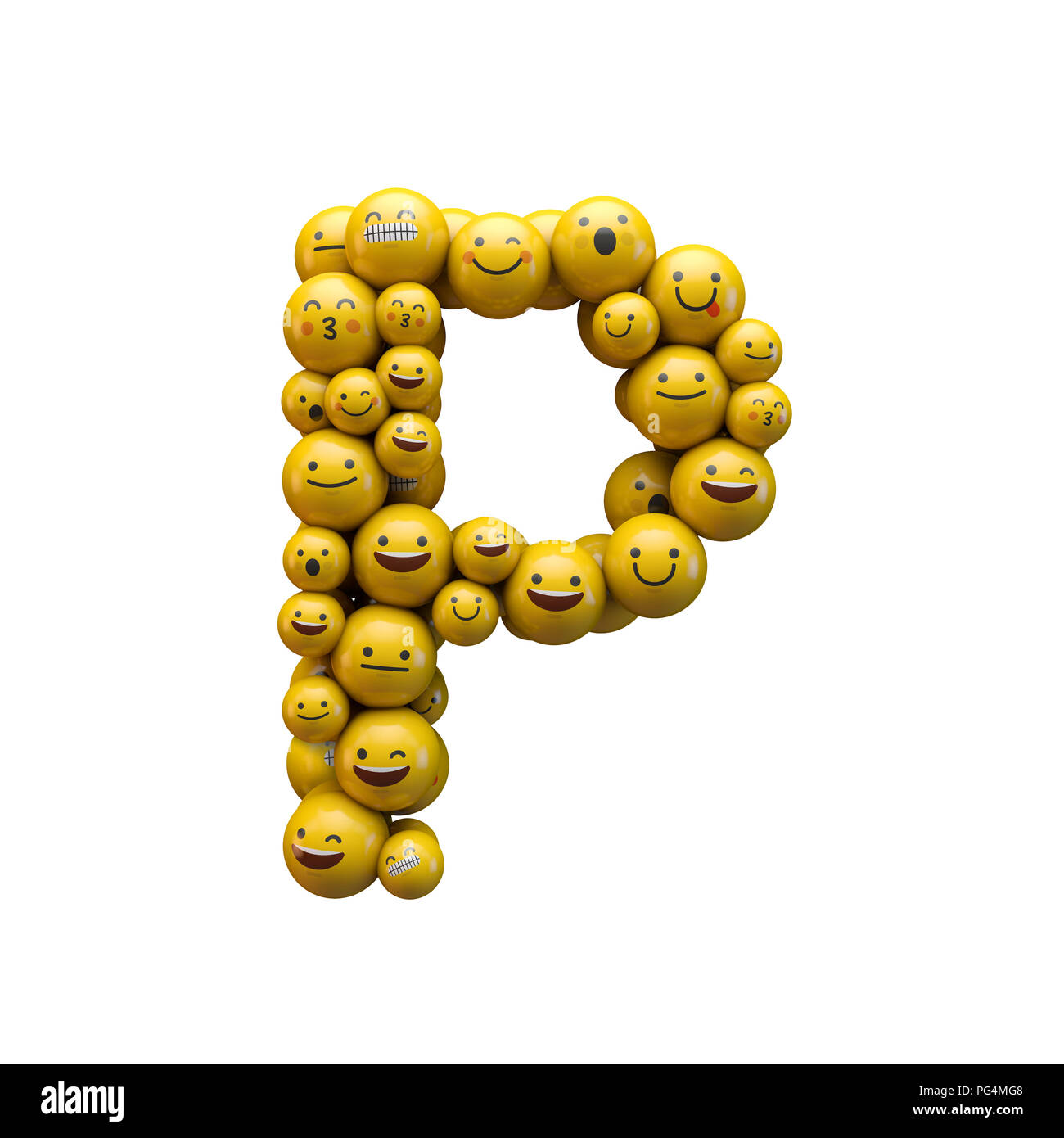 Letter P emoji character font. 3D Rendering Stock Photo