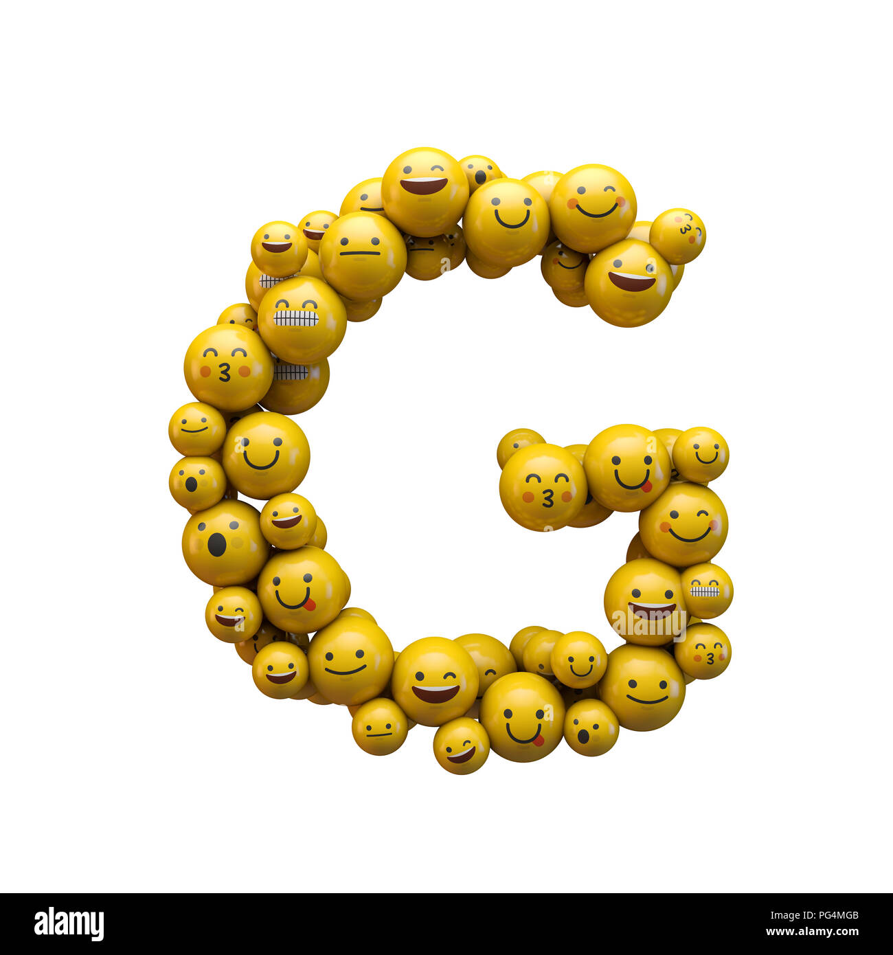 Letter G emoji character font. 3D Rendering Stock Photo