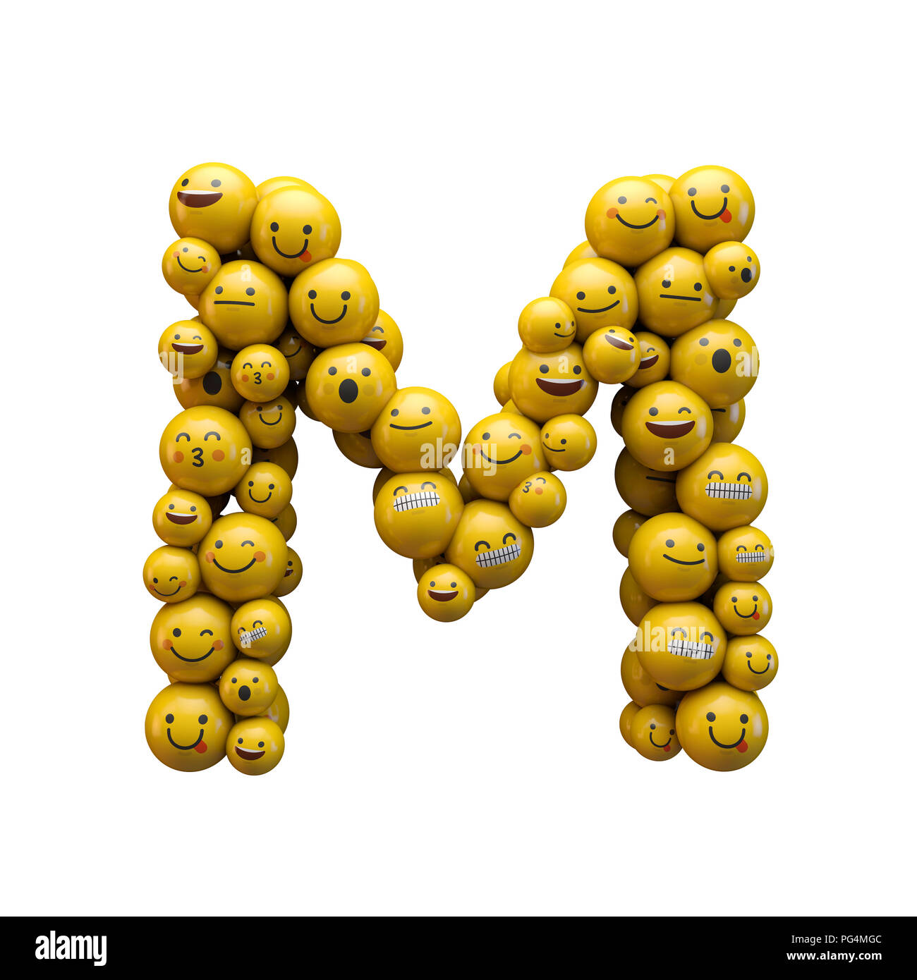 Letter M emoji character font. 3D Rendering Stock Photo
