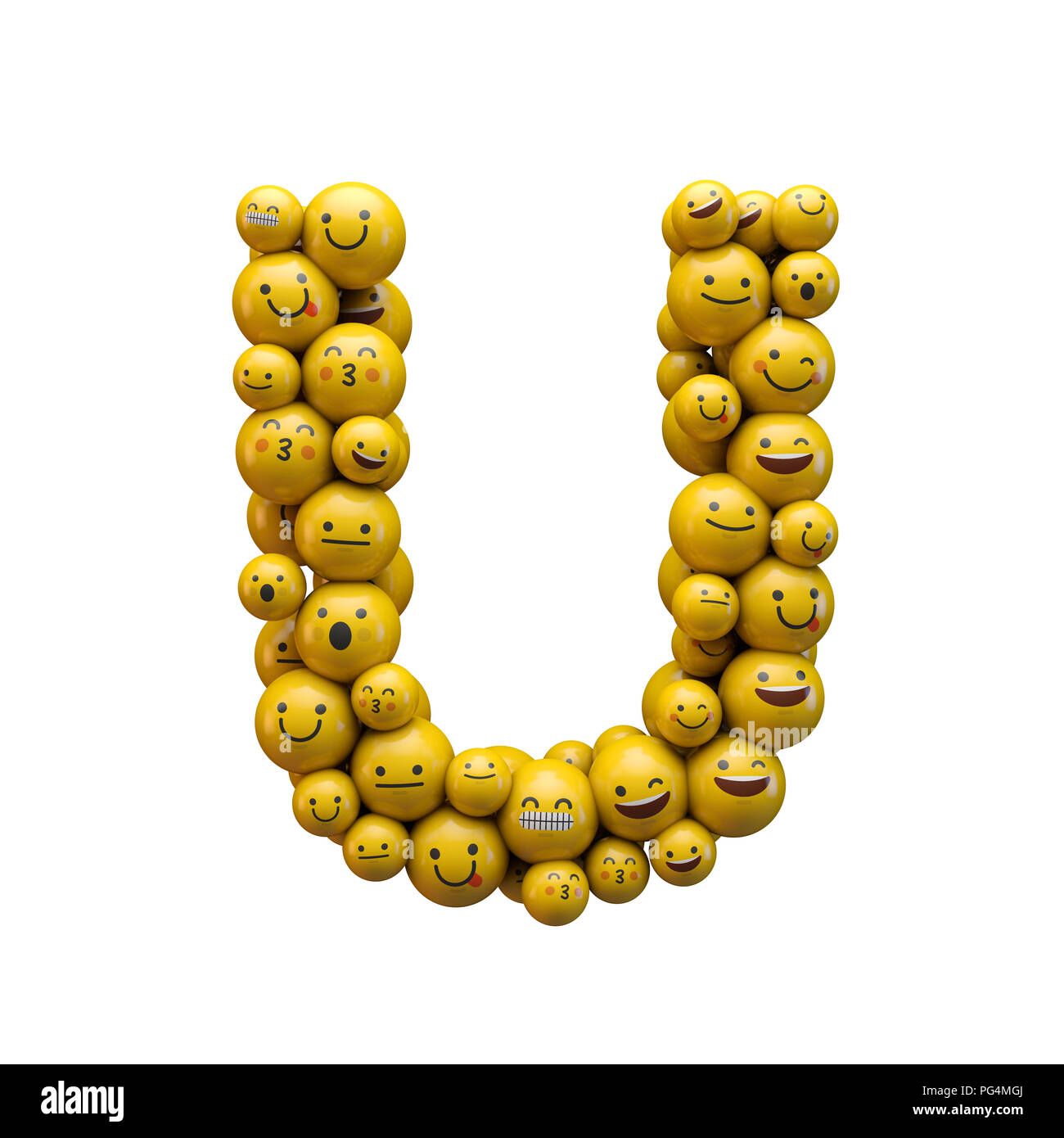 Letter U emoji character font. 3D Rendering Stock Photo