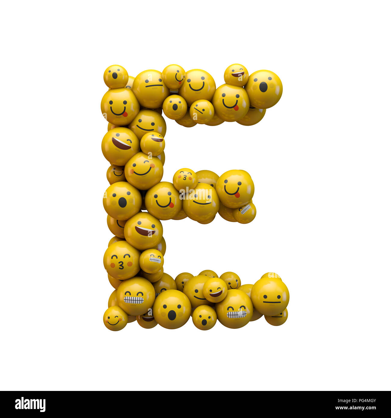 Letter E emoji character font. 3D Rendering Stock Photo