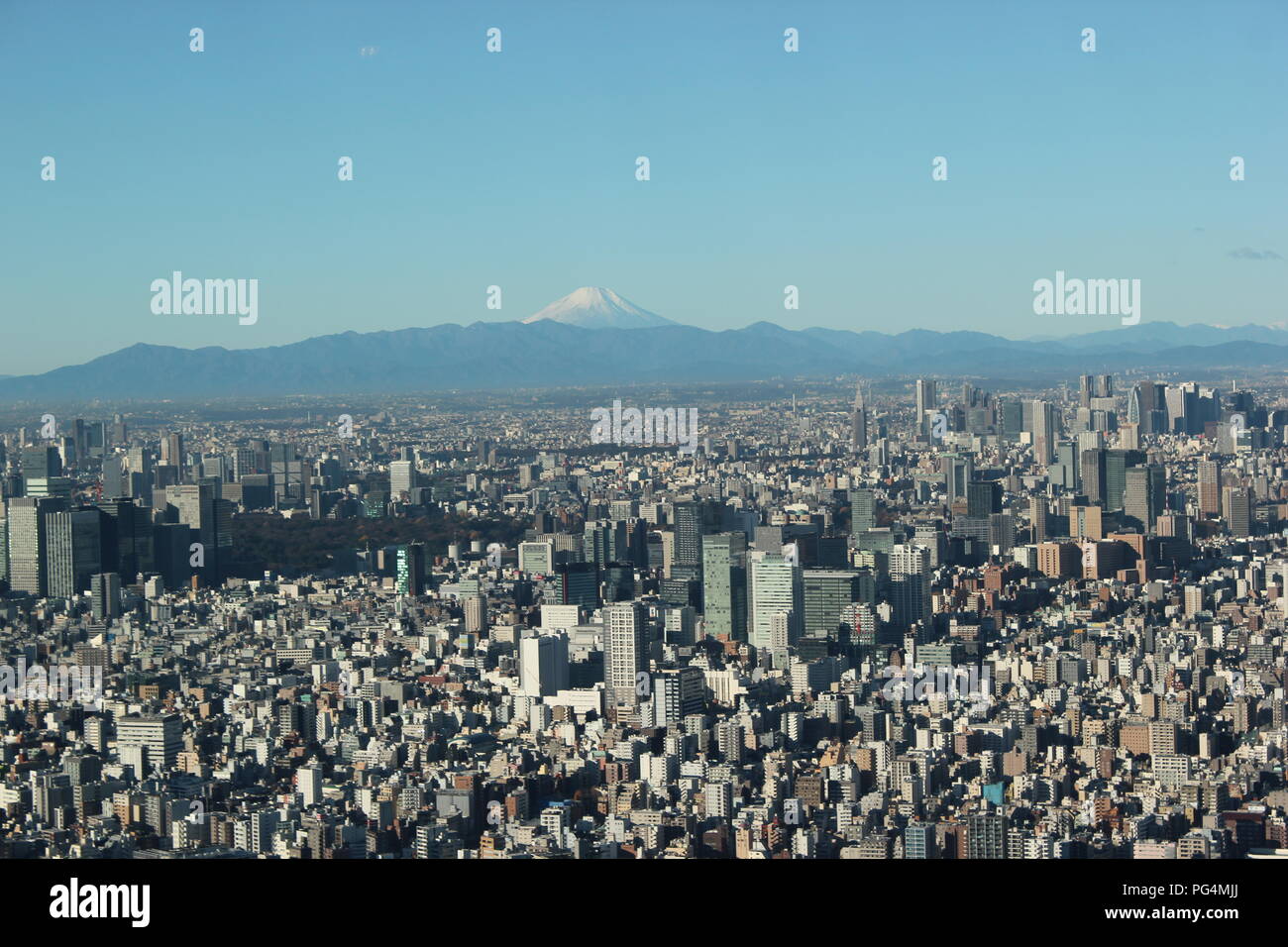 Cityscape of Tokyo, Japan, with Mount Fuji Stock Photo