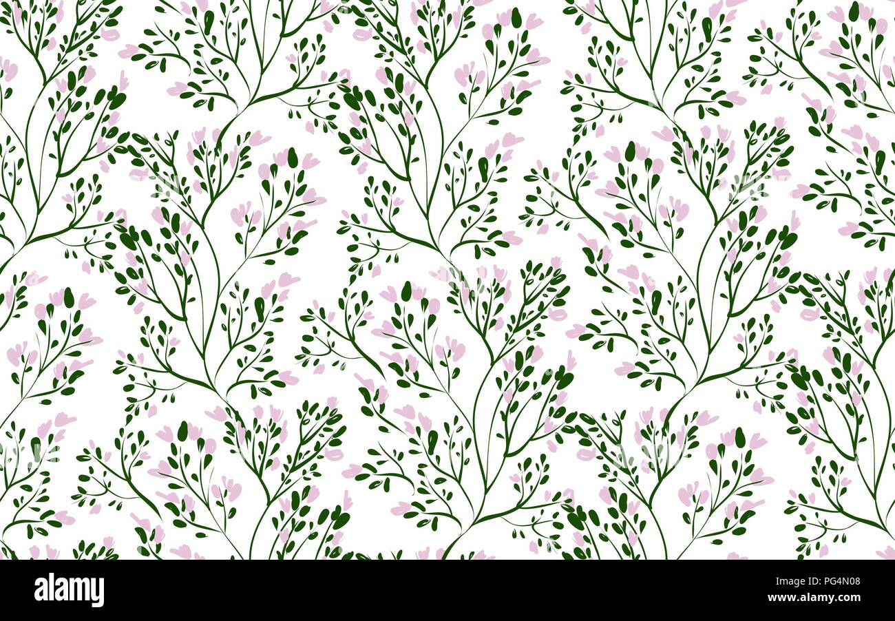 Floral seamless pattern with different flowers and leaves. Botanical  illustration hand painted. Textile print, fabric swatch, wrapping paper  Stock Photo - Alamy