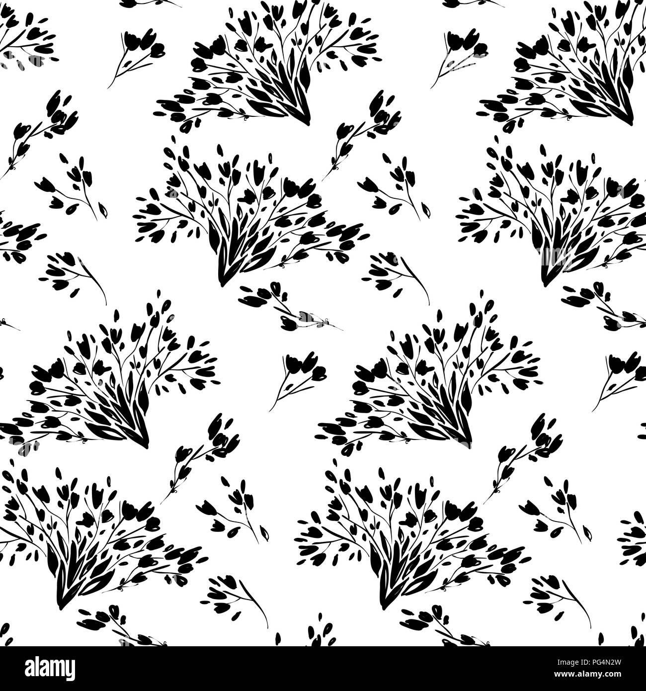 Floral seamless pattern with different flowers and leaves. Botanical illustration  hand painted. Textile print, fabric swatch, wrapping paper. Stock Vector
