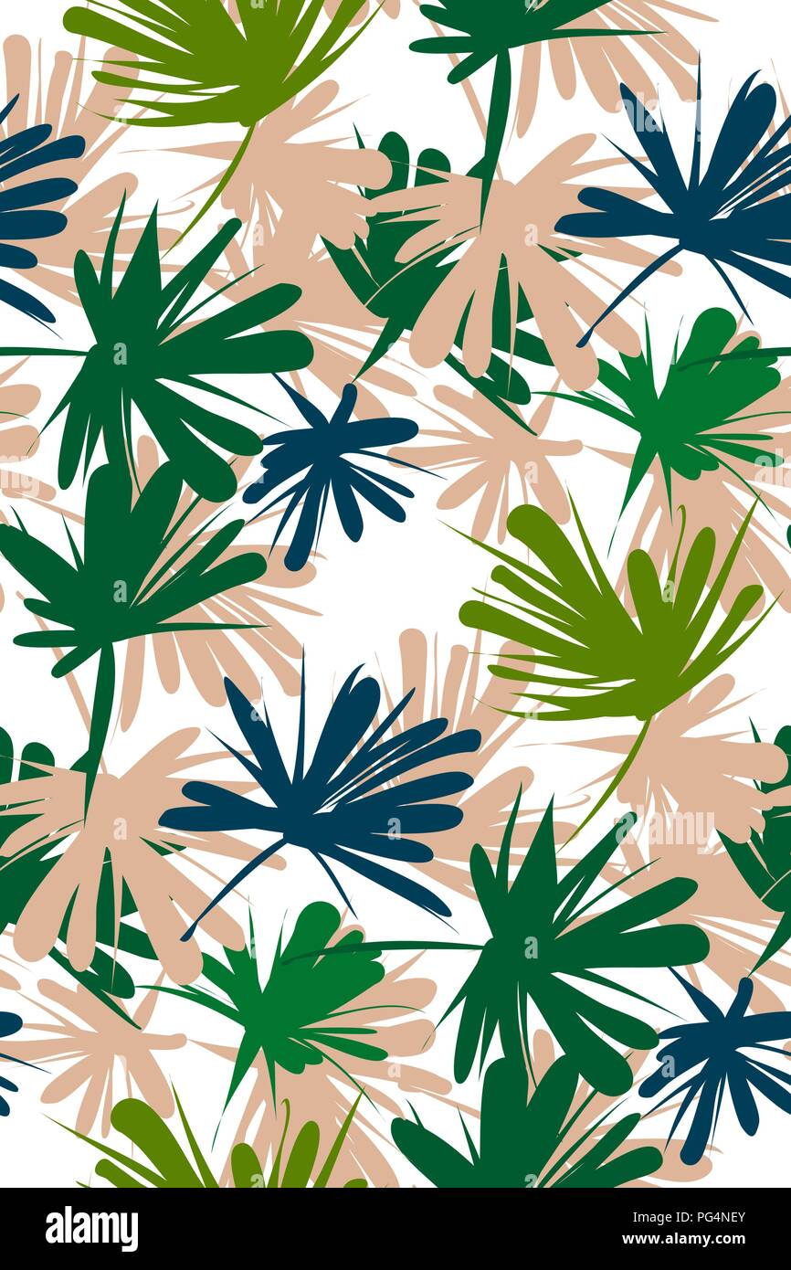 Floral Seamless Pattern With Tropical Leaves Botanical