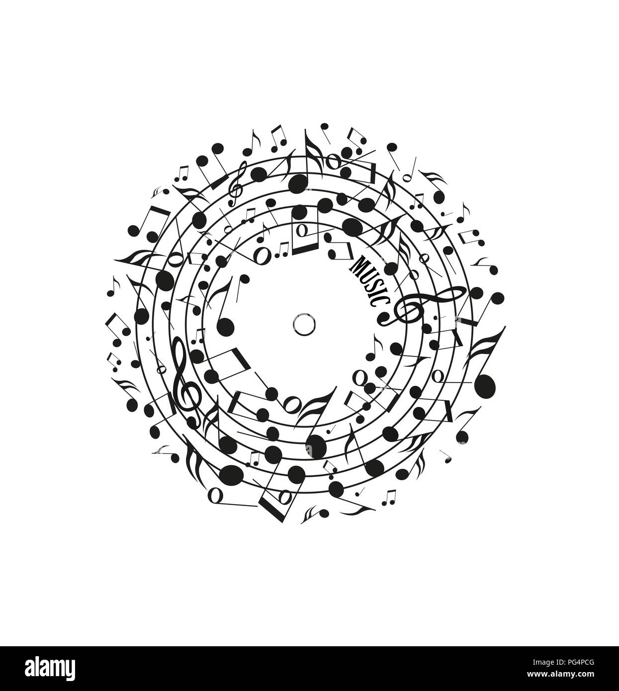 Decoration of musical notes in the shape of a circle Stock Vector Image
