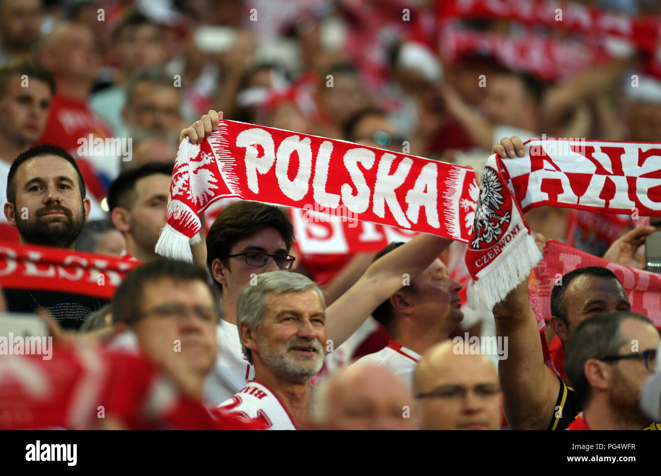POZNAN, POLAND - MAY 08, 2018: International friendly game between Poland and Chile o/p: polish fans Stock Photo