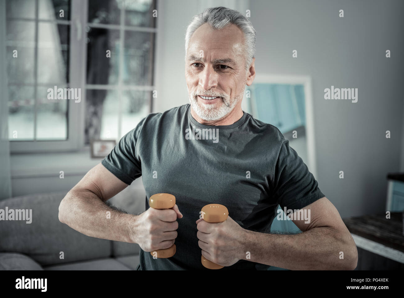 Healthy mature man doing sport Stock Photo