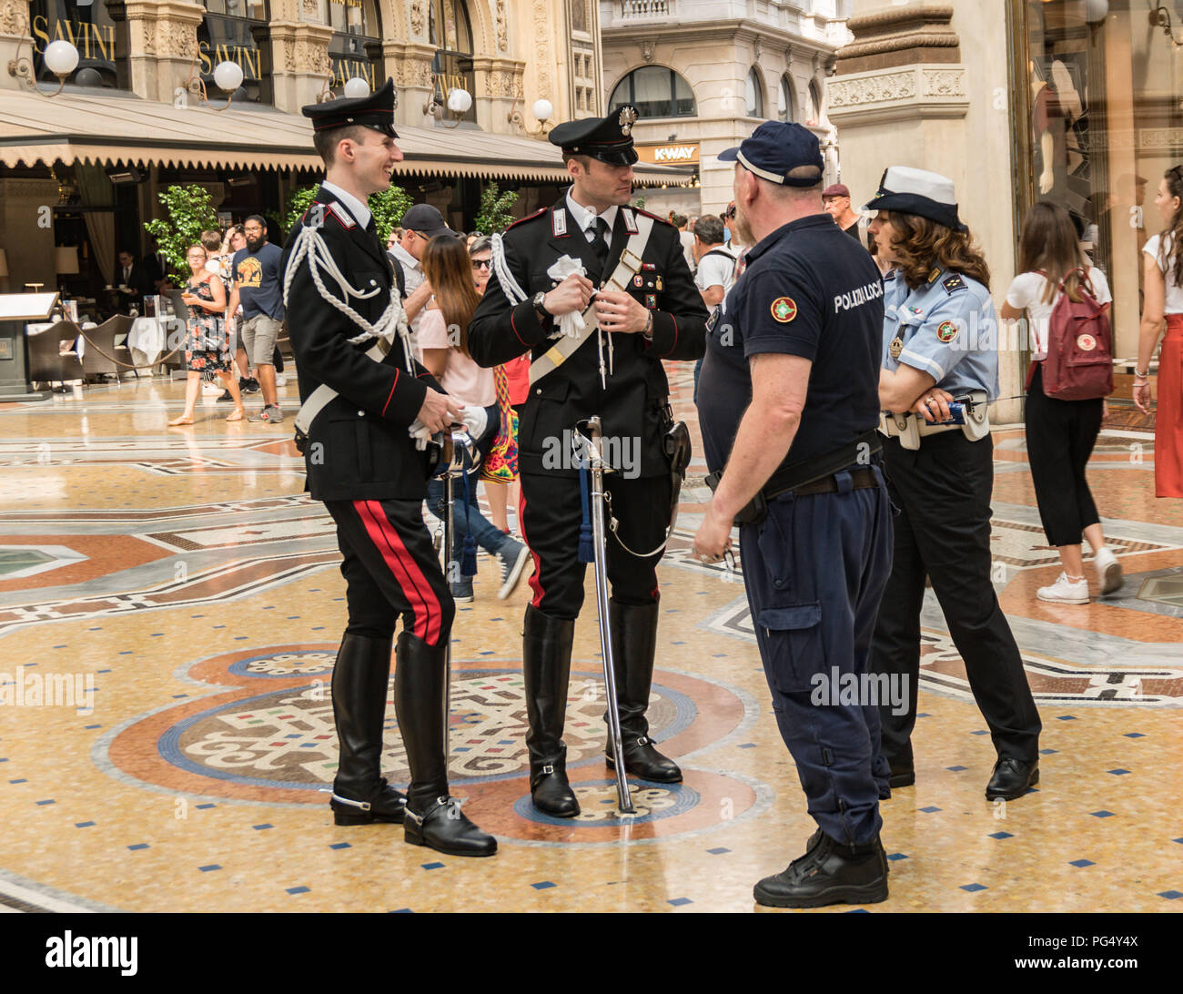 Milan Police at Ease Stock Photo